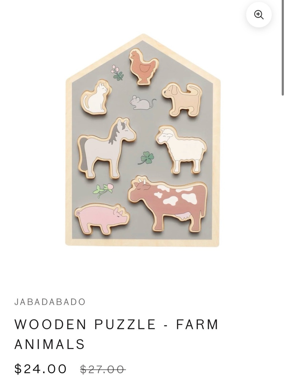 Wooden Farm Animal Puzzle Board